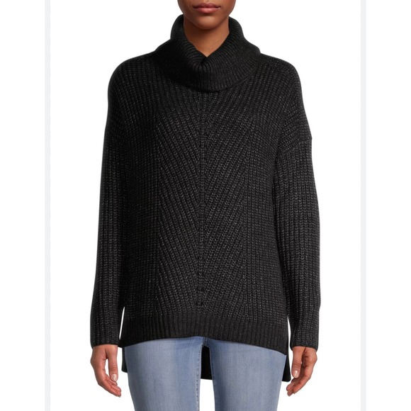Time and Tru Women's Textured Cowl Neck Sweater in Black Size XXL - Picture 1 of 8